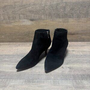 Sam Edelman Lucy Black Suede Pointed Toe Heeled Bootie Women's Size 7.5